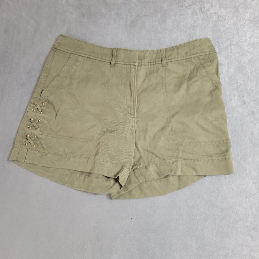 WHITE HOUSE BLACK MARKET SHORTS Women 8 GREEN LYOCELL POCKET CASUAL WEAR WHBM 5"